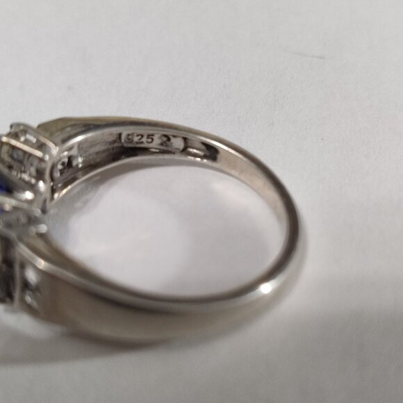 5 ct Genuine Sapphire & Topaz Ring size 7 Sterling Silver stamped 925 tested - Picture 2 of 10